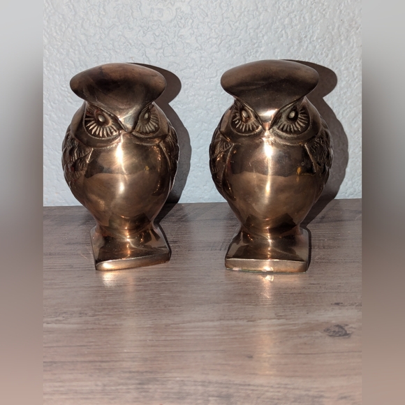 Brass Owl Bookends By King Made In Taiwan Vintage